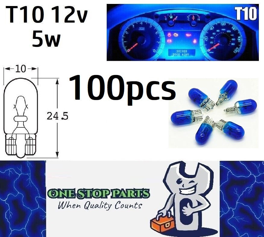 100 x T10 12v 5w Blue Coated Incandescent Canbus Globes (100pcs)