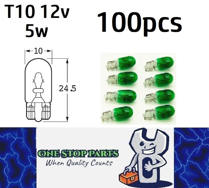 100 x T10 12v 5w Green Coated Incandescent Canbus Globes (100pcs)