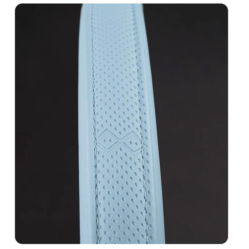 Napa Leather Car Steering Wheel Cover Universal 38cm Non-slip Breathable Blue