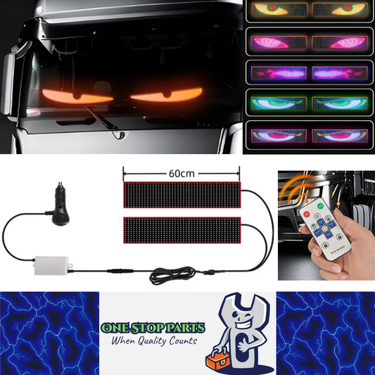 2x Devil's Eye Truck Windshield Flexible LED Sign Board Remote Control 60x16.6cm