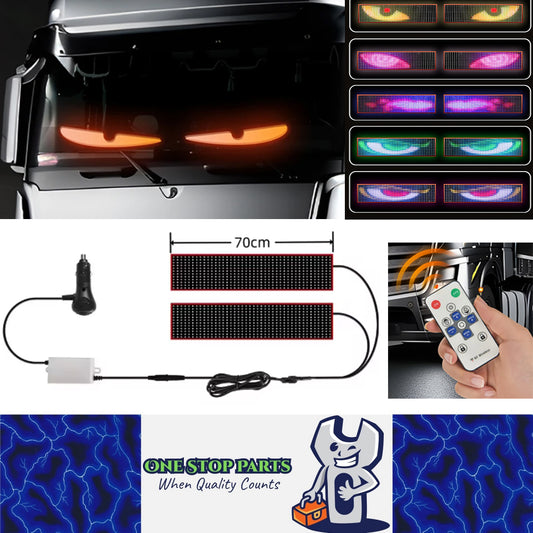 2x Devil's Eye Truck Windshield Flexible LED Sign Board Remote Control 70x16.6cm