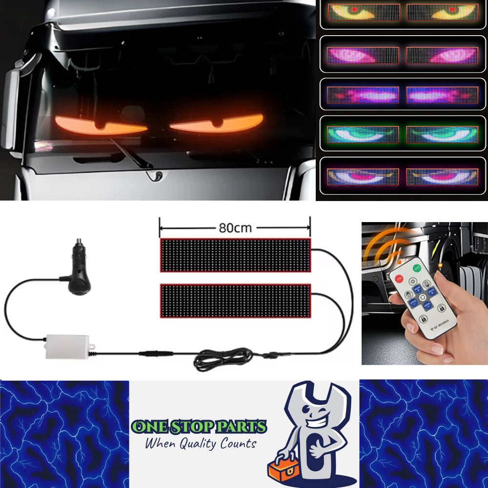 2x Devil's Eye Truck Windshield Flexible LED Sign Board Remote Control 80x16.6cm