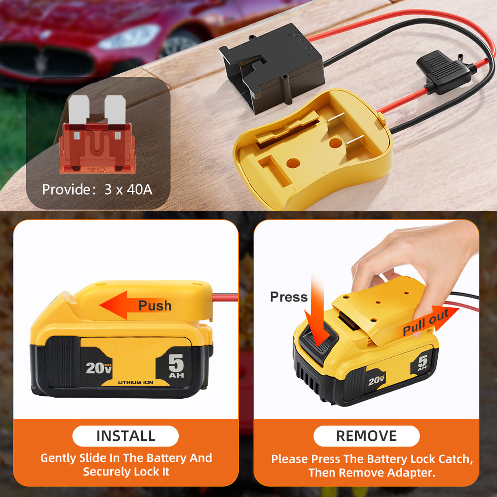 1 x Dewalt 20V Power Wheel Battery Adapter Compatible with Fisher 12 Volt Power