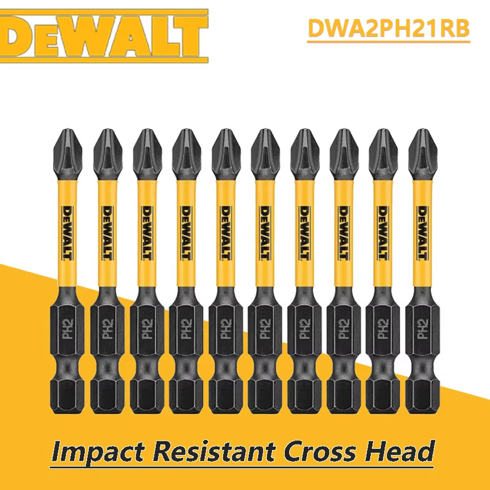 10 x DEWALT Impact Screwdriver Bits PH2 57mm Impact Resistant Cross Heads
