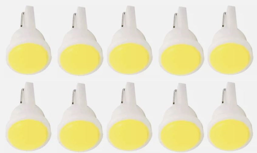 10 x T10 Cool White 12v LED Cob Flat Face Super Bright for Dash Cluster (10pcs)