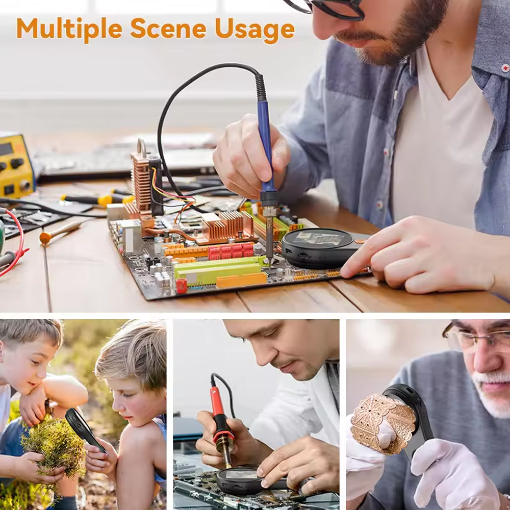 2 inch 500X Digital Microscope 1080P 8LEDs Electronics Repair Magnifying Glass