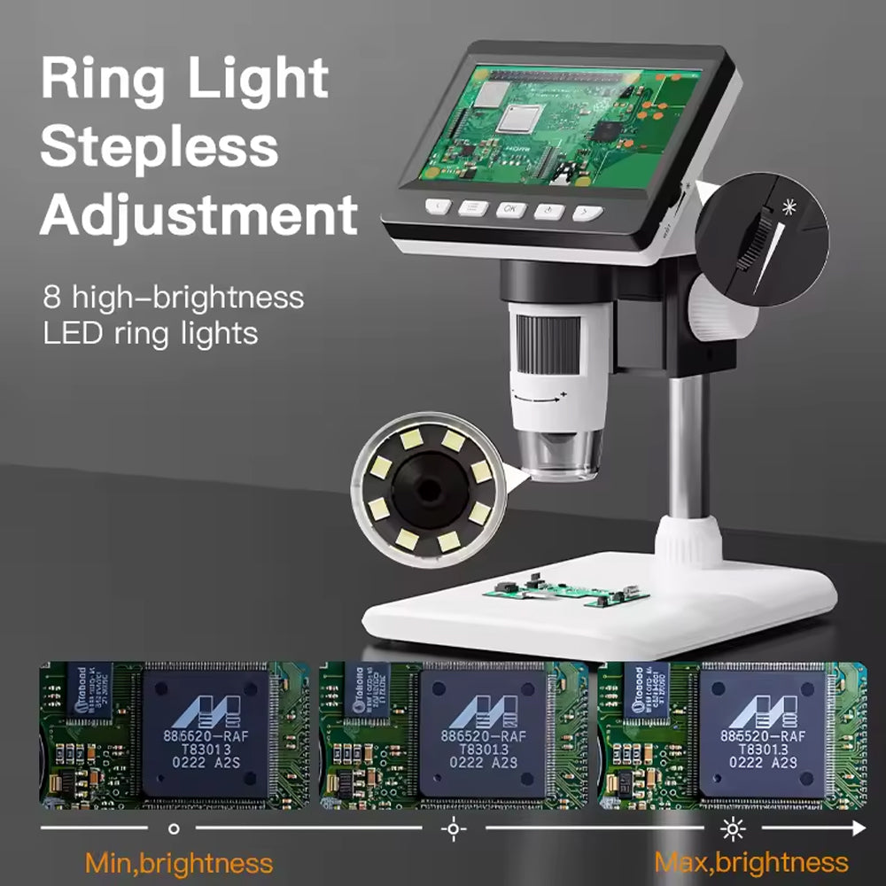 1000X Digital Microscope 4.3" IPS 1080P LED Coin Microscope Electronic Repair