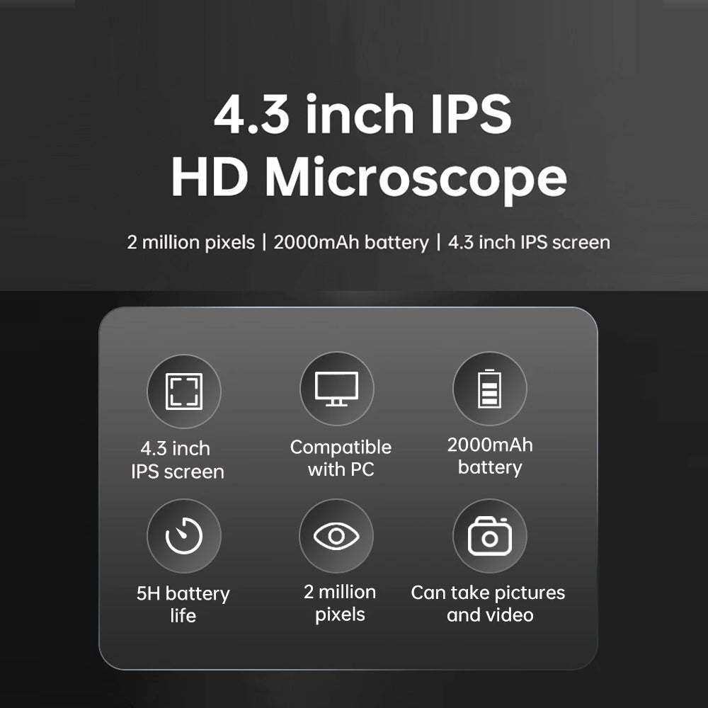 1000X Digital Microscope 4.3" IPS 1080P LED Coin Microscope Electronic Repair