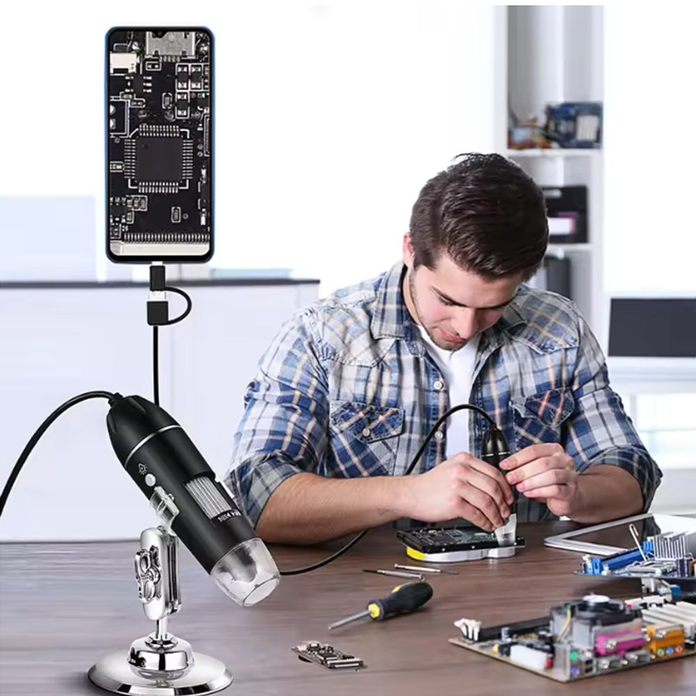 1600X Digital Microscope Pixel 1920*1080 LED Magnifier 3 in 1 Port for Soldering
