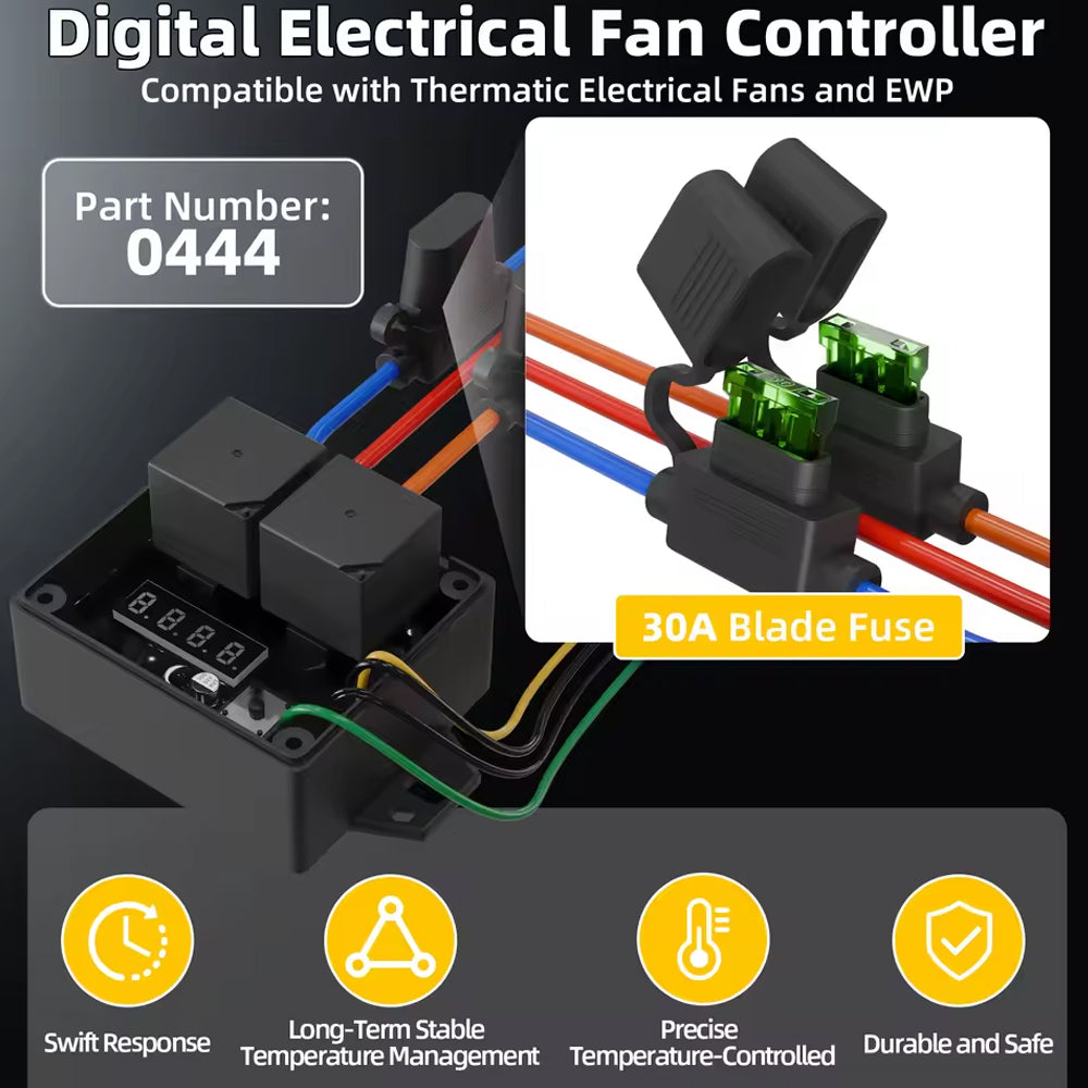 Digital Radiator Fan Controller #0444 Electric Thermatic Fan 12V-24V 40°C-110°C