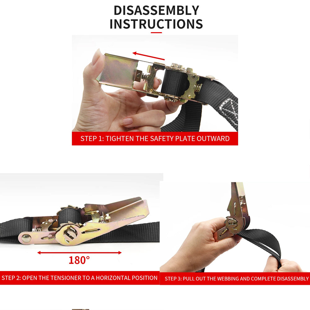 8M x 2.5CM Black Heavy Duty Ratchet Strap Cargo Luggage Tie Down Ratchet Strap