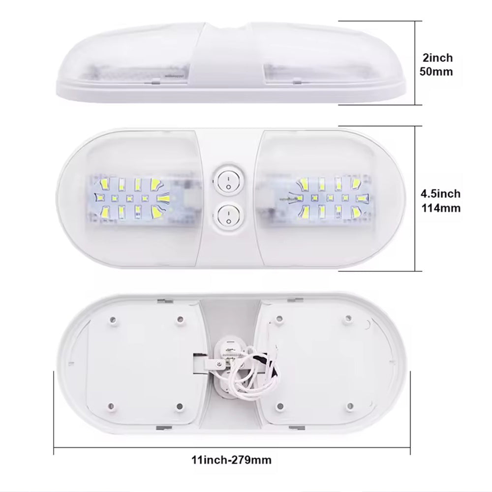 12v 48 Warm White LED Interior Dome Lamp with Double Switch for Caravan (1pc)