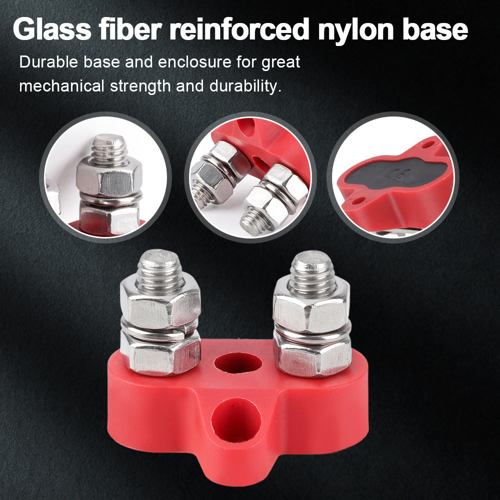M8 Red Insulated Double Stud Power Distribution Stud Terminal Block M8