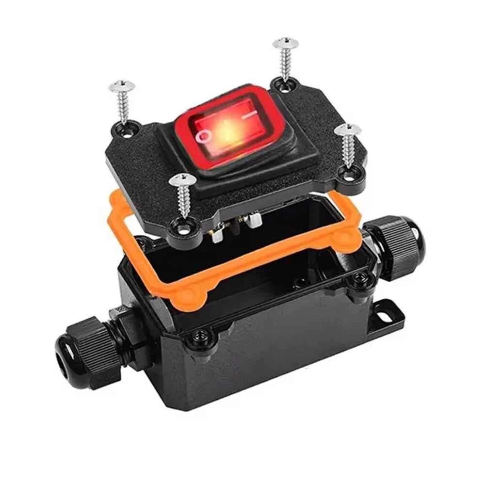 Inline Rocker Switch 12V-24V 20A DPST On/Off 2 Sides Waterproof Junction Box