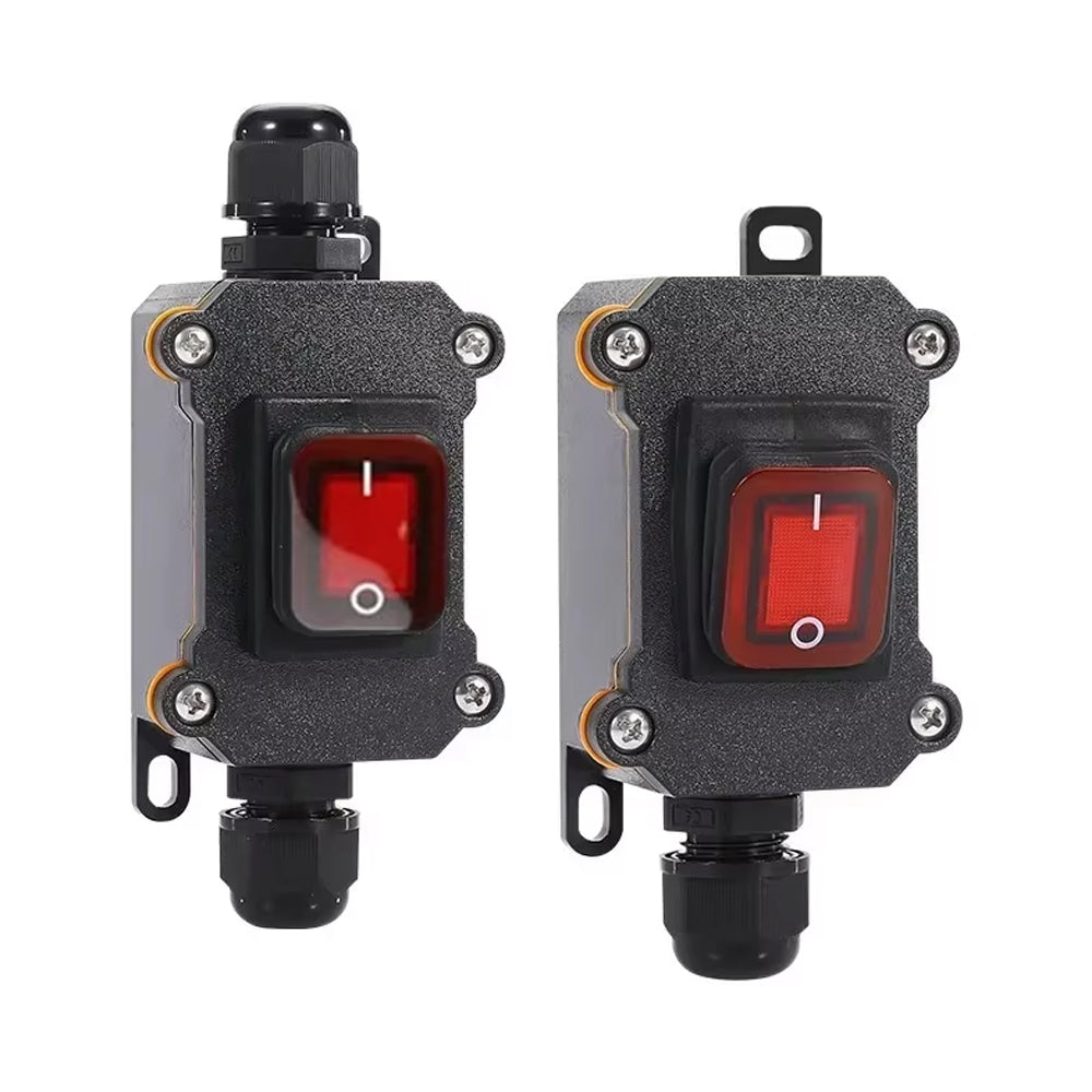 Inline Rocker Switch 12V-24V 20A DPST On/Off 2 Sides Waterproof Junction Box