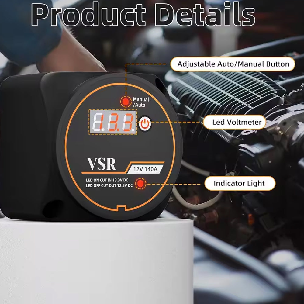 Dual Battery Isolator Kit with Voltage Sensitive Relay Ternimal Cable FuseHolder