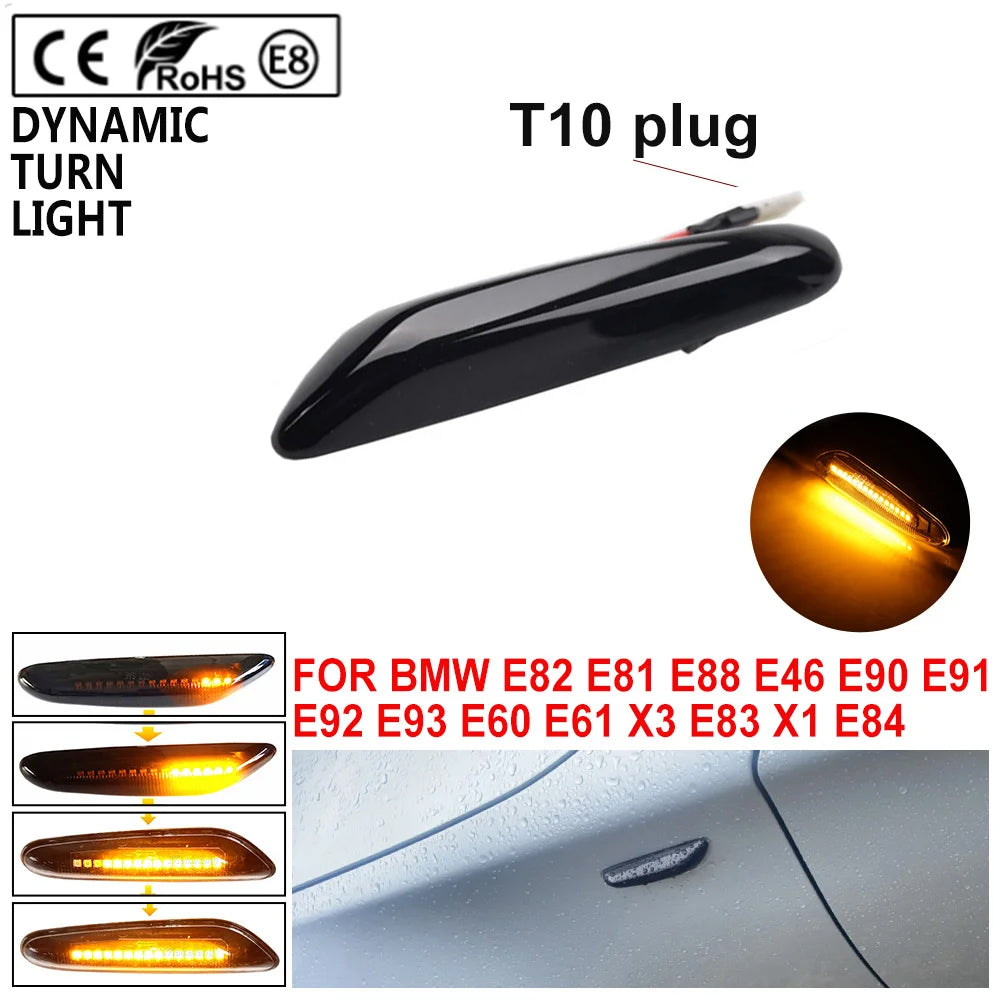 2x Dynamic LED Fender Light Side Marker Lamp fit for BMW 1 3 5 Serie X1 X3 X5