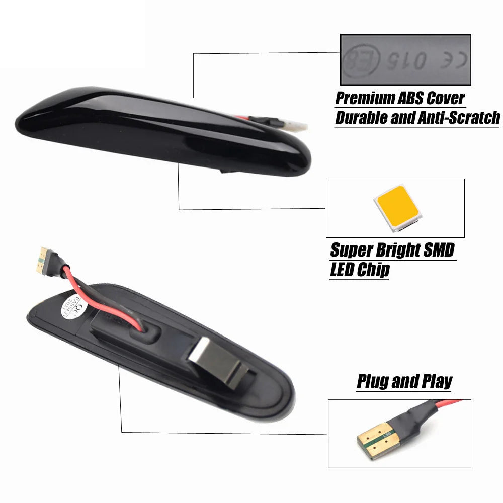 2x Dynamic LED Fender Light Side Marker Lamp fit for BMW 1 3 5 Serie X1 X3 X5