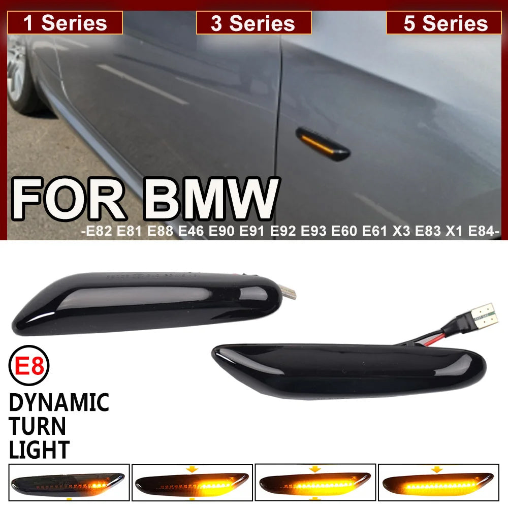 2x Dynamic LED Fender Light Side Marker Lamp fit for BMW 1 3 5 Serie X1 X3 X5