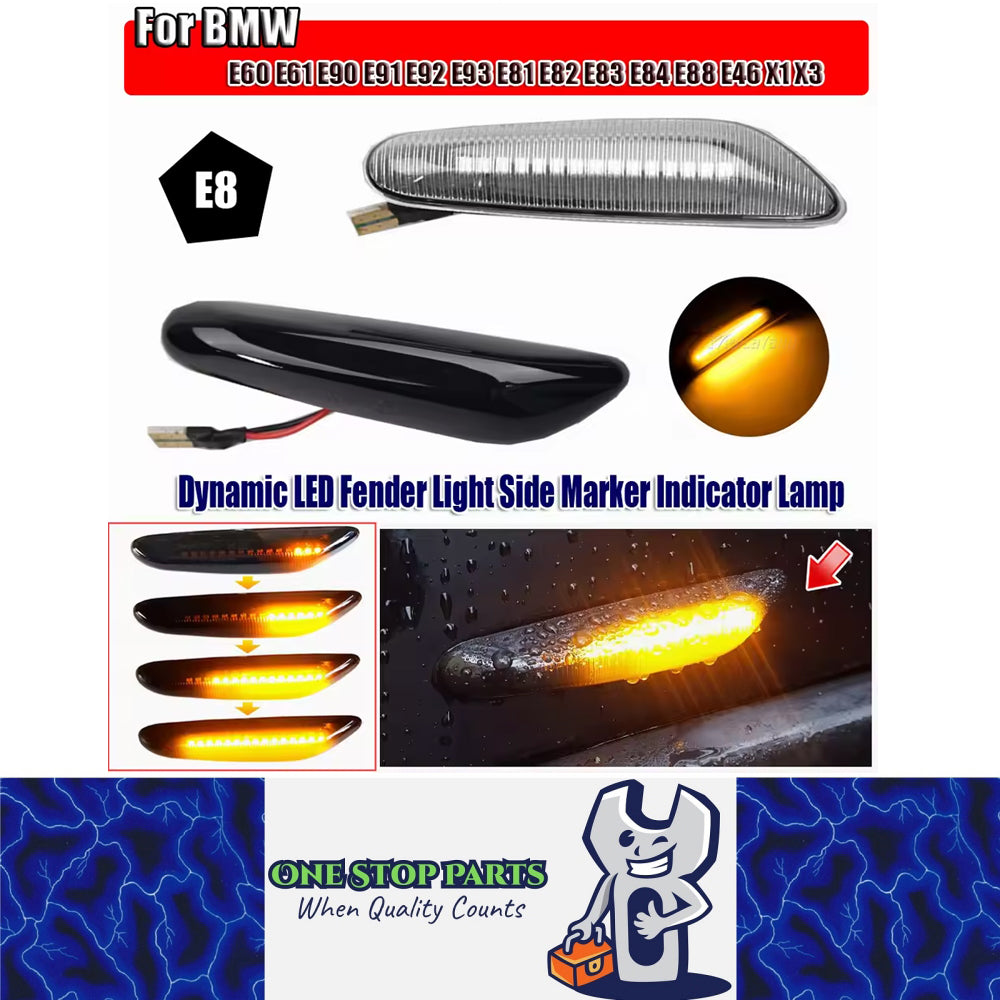 2x Dynamic LED Fender Light Side Marker Lamp fit for BMW 1 3 5 Serie X1 X3 X5