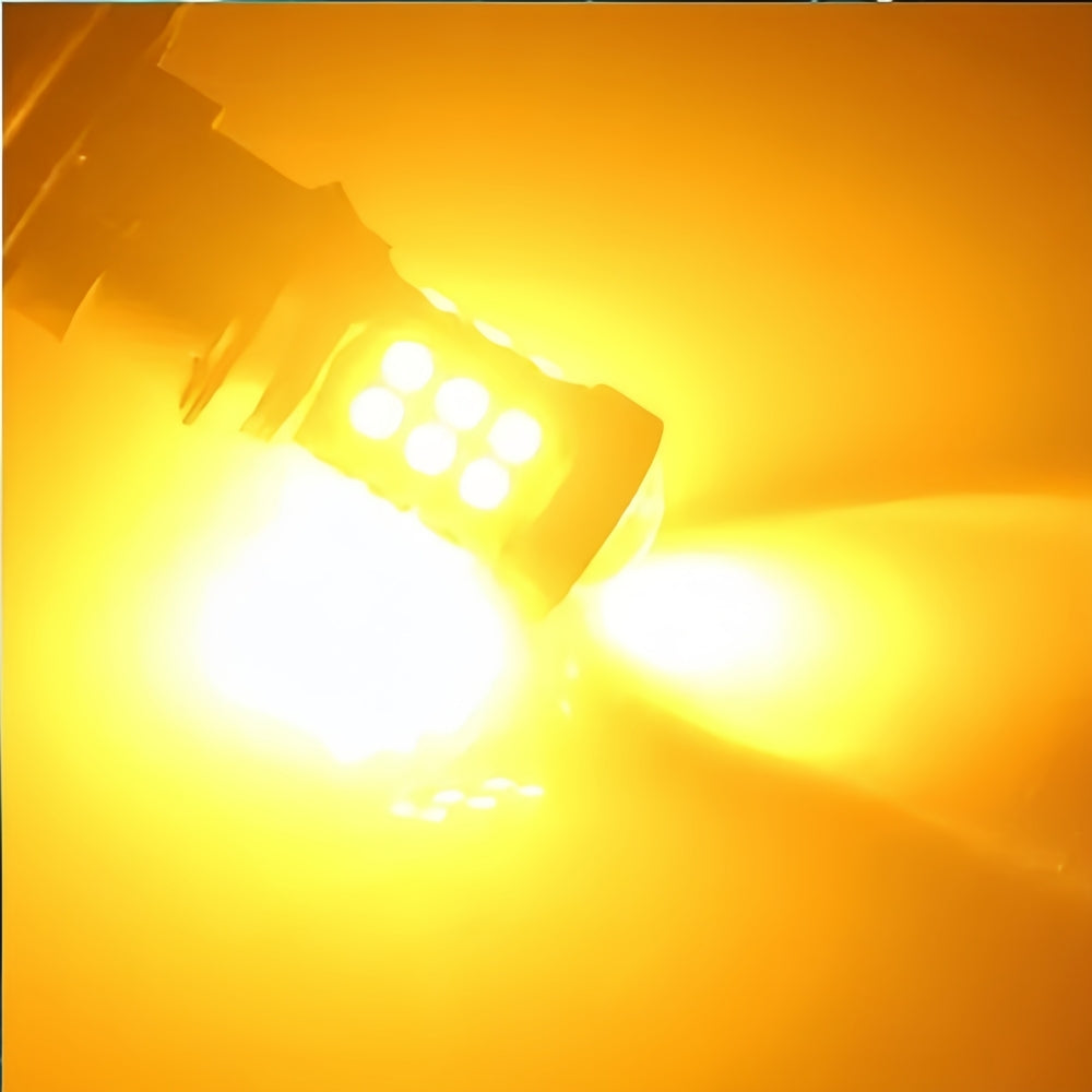 2 x T15 Amber LED 27x3030smd 12v Projector Style LEDs 1620lm Yellow (2pcs)