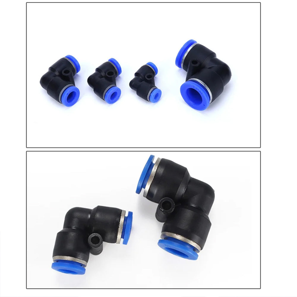 100 x PV10 Elbow Air Pneumatic Connectors OD10mm Hose L Type 2 Way Fittings