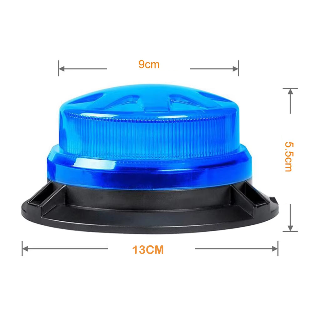 Blue LED Emergency Strobe Light Magnetic Base Roof Flashing Beacon Warning Light
