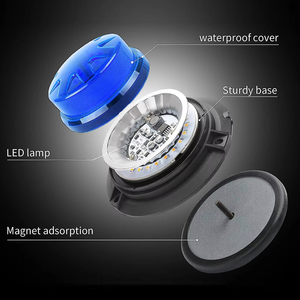 Blue LED Emergency Strobe Light Magnetic Base Roof Flashing Beacon Warning Light