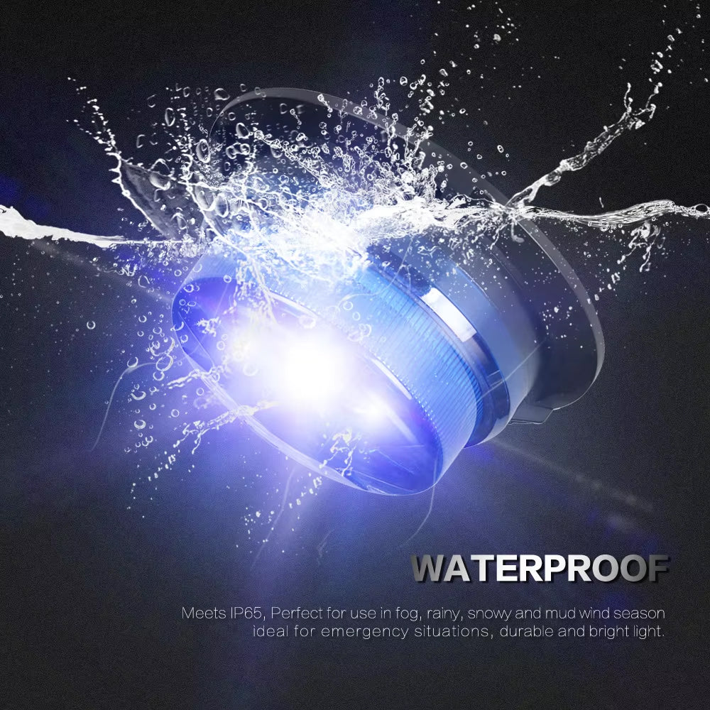 Blue LED Emergency Strobe Light Magnetic Base Roof Flashing Beacon Warning Light