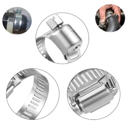10 x 21-44mm Strong Stainless Steel Hose Clamps wide 10mm x 0.3mm Thick (10pcs)