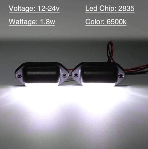 2 x LED Number Plate Lamps Multivolt 12-24v Durable Waterproof Lamps (2pcs)
