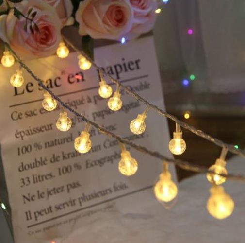 1.5m Warm White 10 Boho Crystal Ball Garland String Lights USB Powered