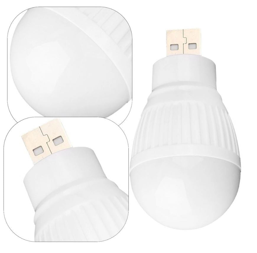 10 x USB 3w LED Light Bulb Portable Mini LED Small Light Bulb Warm White 10pcs