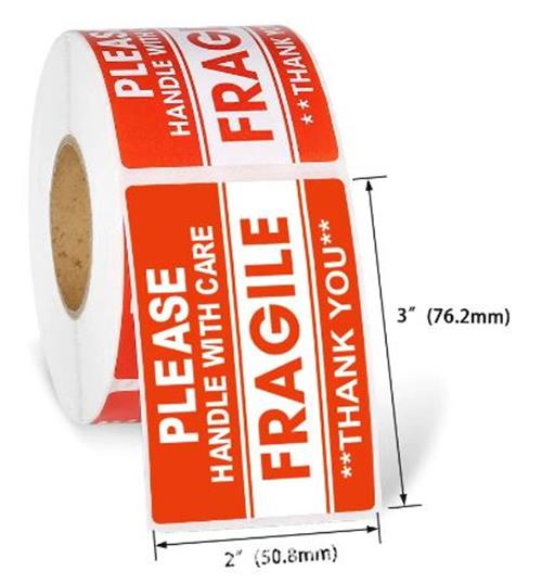 100 x Fragile Stickers Please Handle With Care 2 X 3 Inch 50 x 75mm (100pcs)