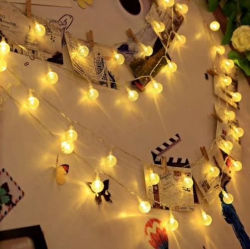 1.5m Warm White 10 Boho Crystal Ball Garland String Lights USB Powered
