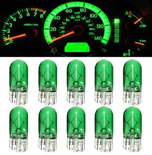 10 x T10 12v 5w Green Coated Incandescent Canbus Globes (10pcs)