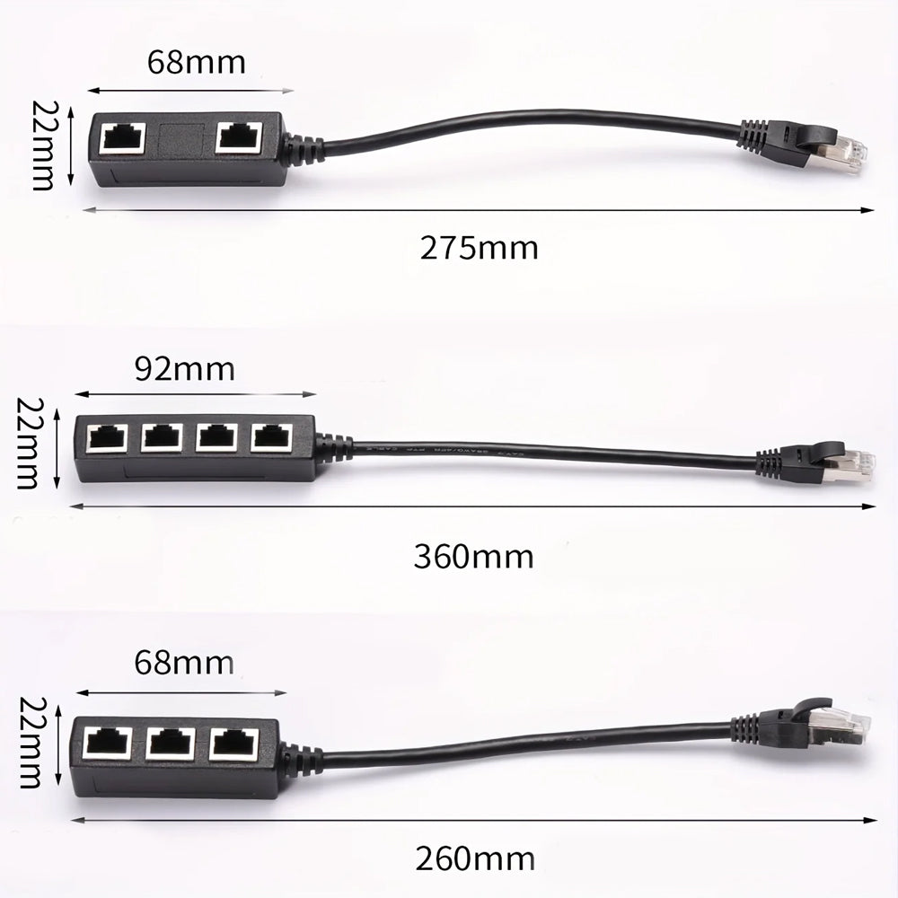 RJ45 Splitter Male to 3 Female Ethernet Cable Splitter RJ45 LAN Network Adapter