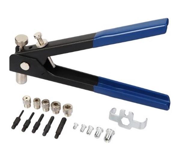 100 Piece Kit Nut Rivet Gun and Tan Alloy Rivets M3 M4 M5 M6 M8 (100pcs)