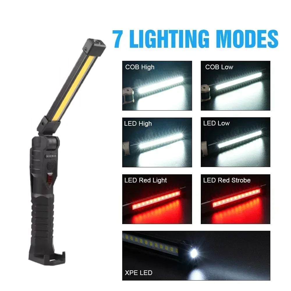 Folding LED Work Light Portable Camping Light Torch Rechargeable LED Flashlight