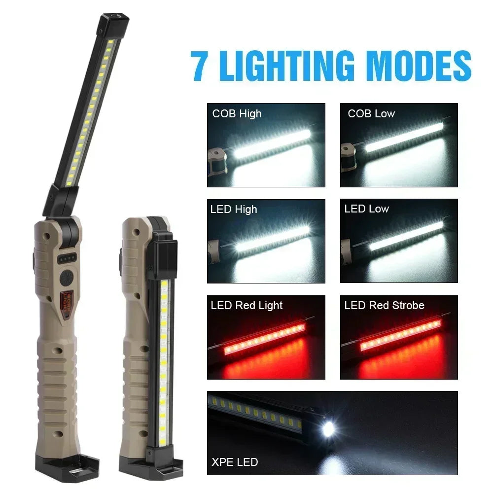 Folding LED Work Light Portable Camping Light USB Torch LED Flashlight with box