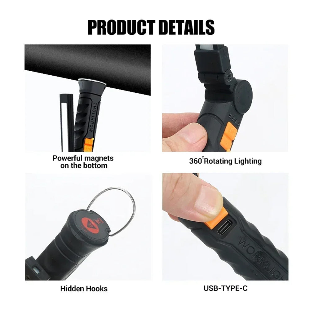 Folding LED Flashlight 144mm Rechargeable LED Torch handheld LED Work Light