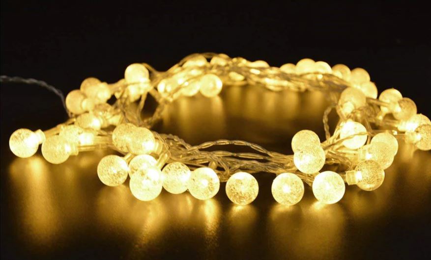 1.5m Warm White 10 Boho Crystal Ball Garland String Lights USB Powered