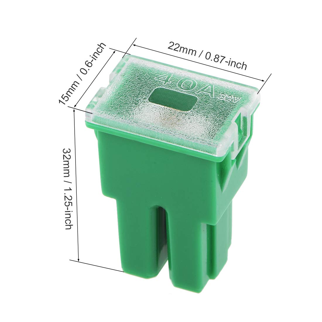1 x 40Amp Green Medium Female Slow Blow Fuse Block 15mmx22mmx32mm High 40A Fuse