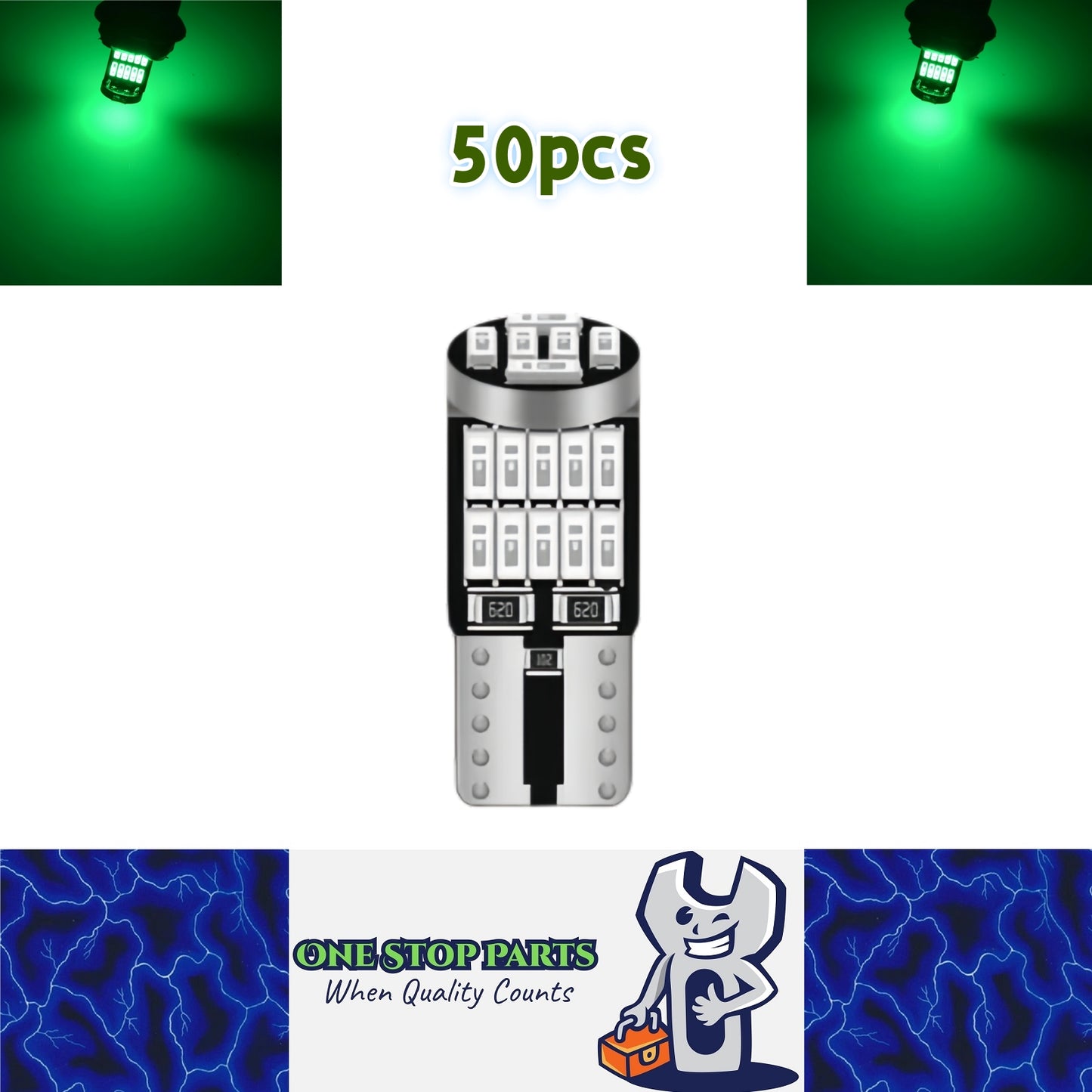 50 x T10 Green 26smd 4014 Style Super Bright T10 LED Globes (50pcs)