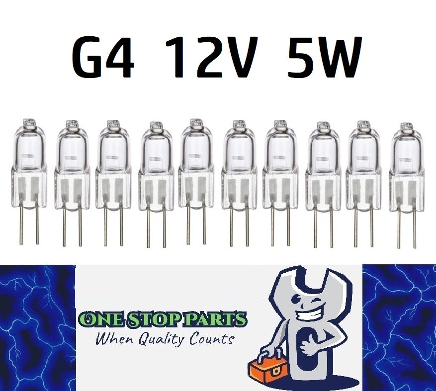 10 x G4 12V 5w Halogen Globes Bi Pin 4mm Apart (10pcs)