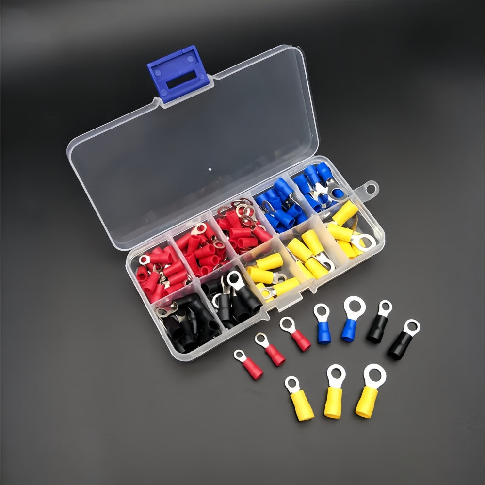 102 Piece Pack Insulated RV Ring Terminals Spade Bullet Terminal Crimp Connector