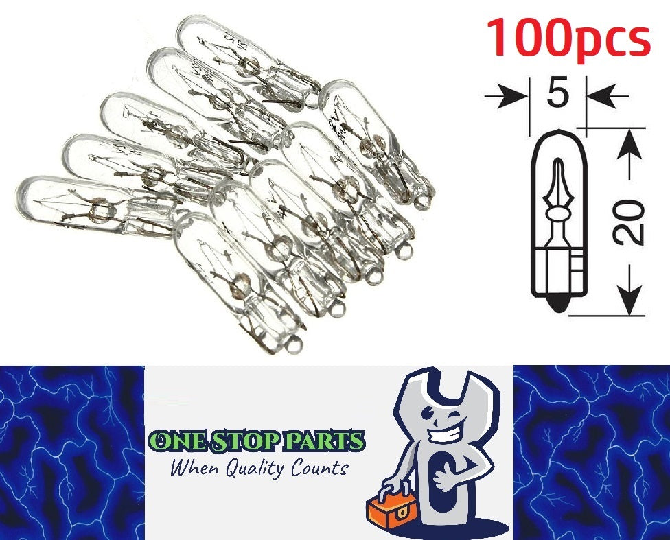 100 x T5 12v 2w Clear Globes for Dash instruments clusters (100pcs)