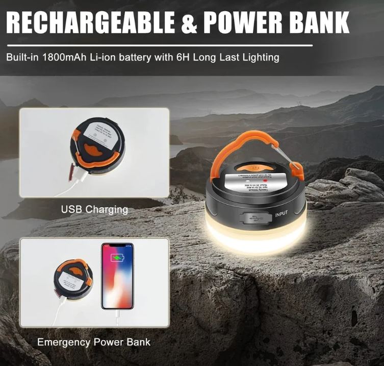 10w Rechargable LED 1800mah Camp light hang and magnetic USB Charge Light (1pc)