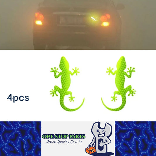 4 x Green Car Reflective Sticker Safety Warning Mark Gecko Reflective Tape