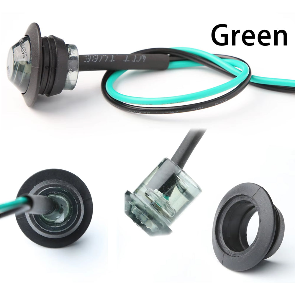 50 x Green Round LED Side Marker Lamps 1.91CM 3LED 12V LED Marker Signal Lights